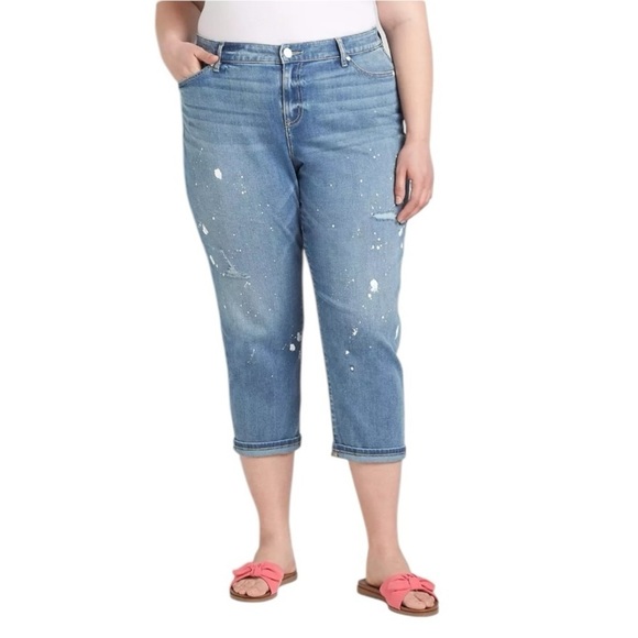Lane Bryant Signature Fit Boyfriend Capri  Paint Splatter Blue Jean Sz 18 #1458 - Picture 2 of 9